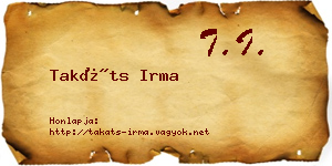 Takáts Irma névjegykártya
