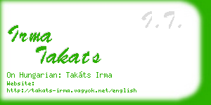 irma takats business card